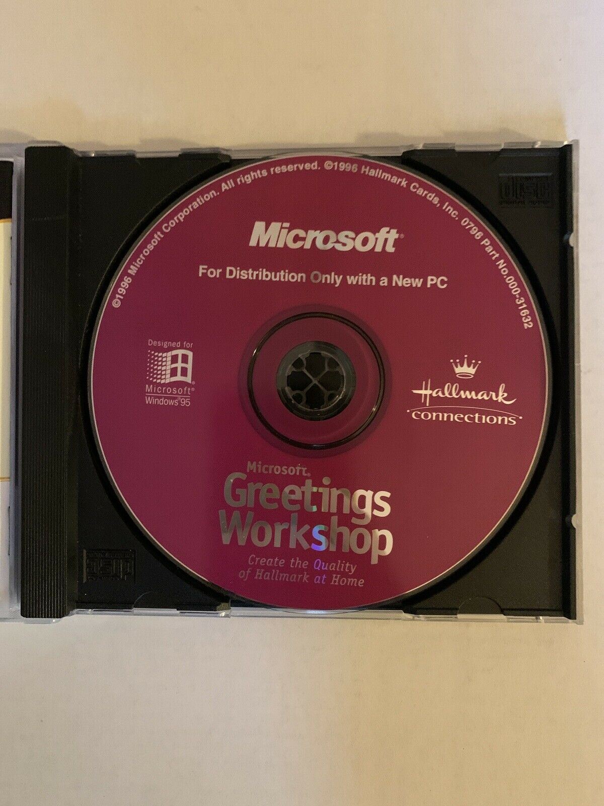 Microsoft Greetings Workshop: Hallmark Connections (PC CDROM, 1996) Win95