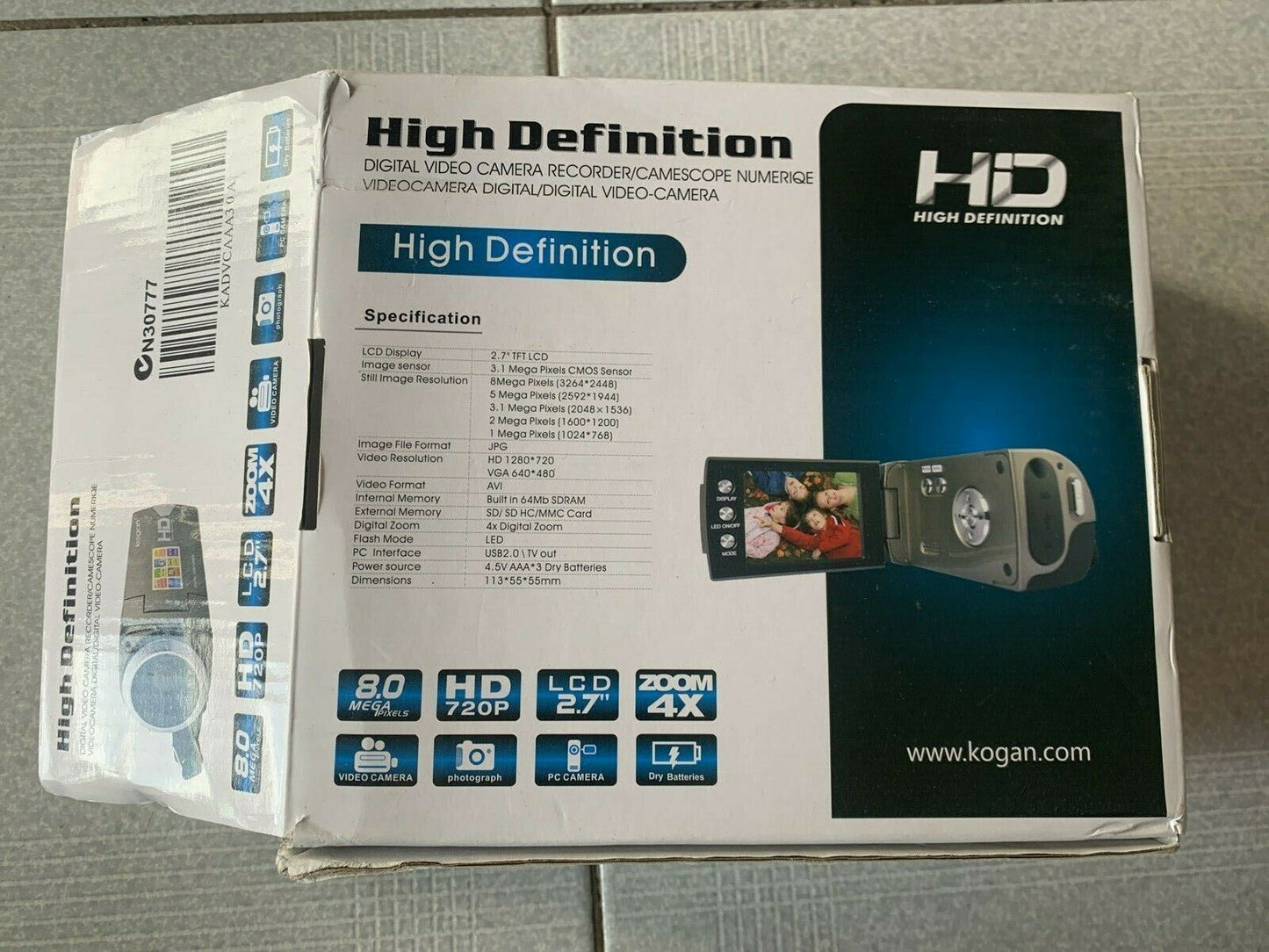 Kogan High Definition Camcorder Video Camera 8MP