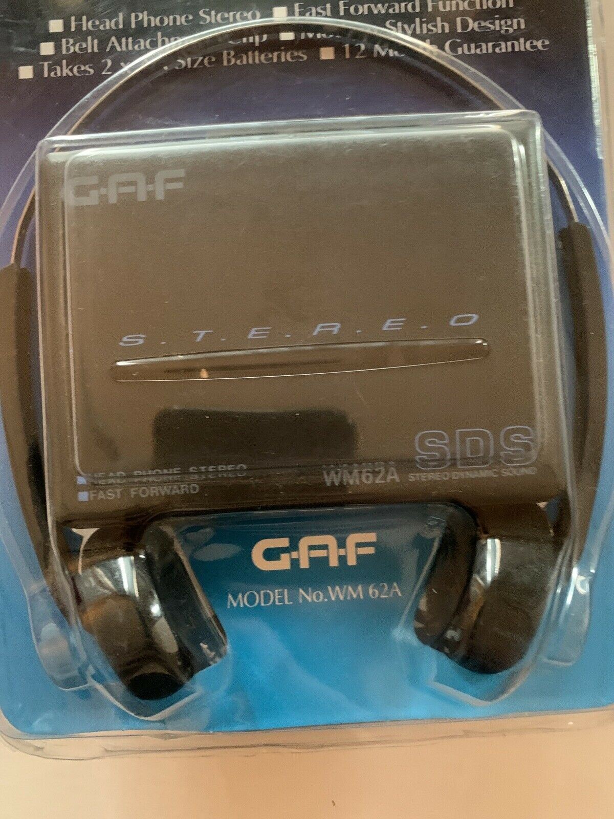 *NEW* Stereo Cassette Player GAF WM-62A with Stereo Headphones