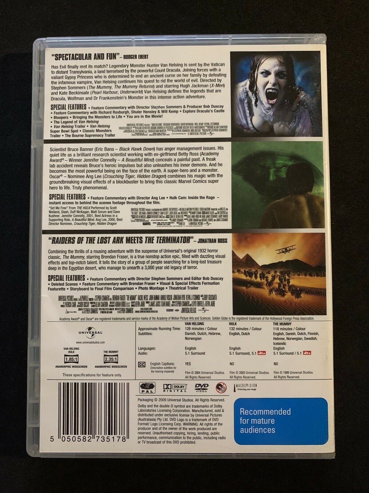 Van Helsing / Hulk / The Mummy DVD Region 4
