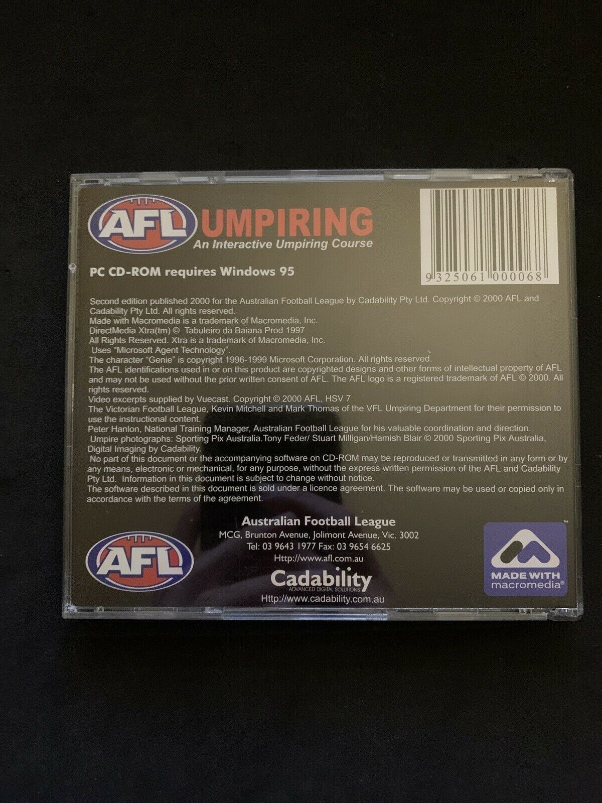 AFL Umpiring An Interactive Course PC CD-ROM 2000