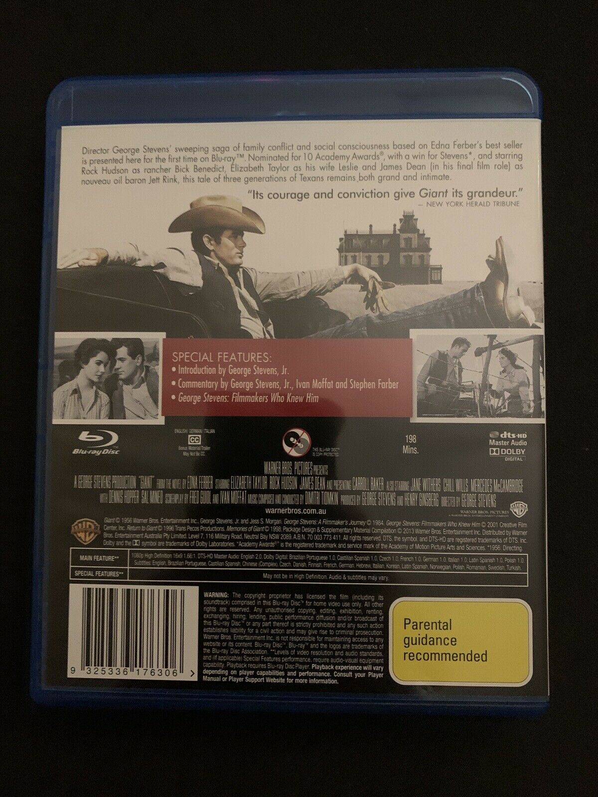 Giant (Blu-ray, 1956) Elizabeth Taylor, Rock Hudson, James Dean