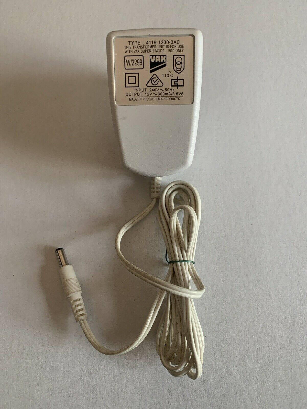 Genuine VAX 4116-1230-3AC AC Adapter 12V 300mA For VAX Super 2 Model 1000