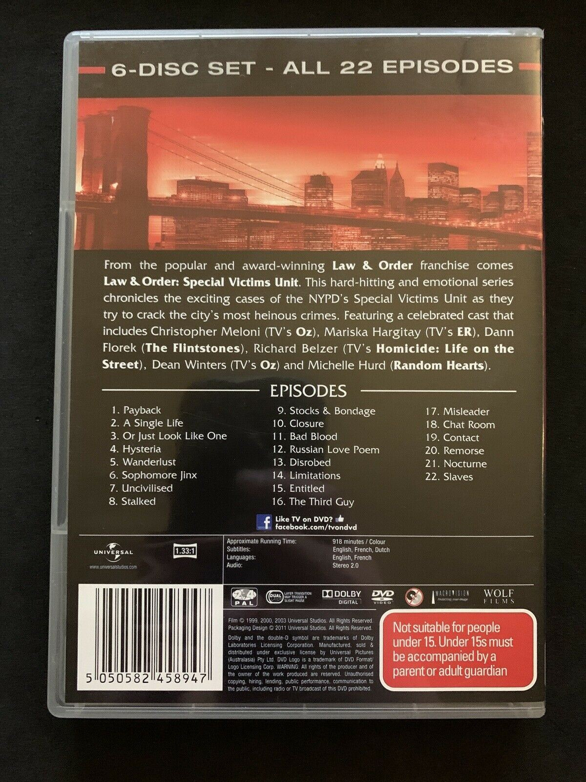 Law And Order - Special Victims Unit : Season 1 (DVD) Region 2,4