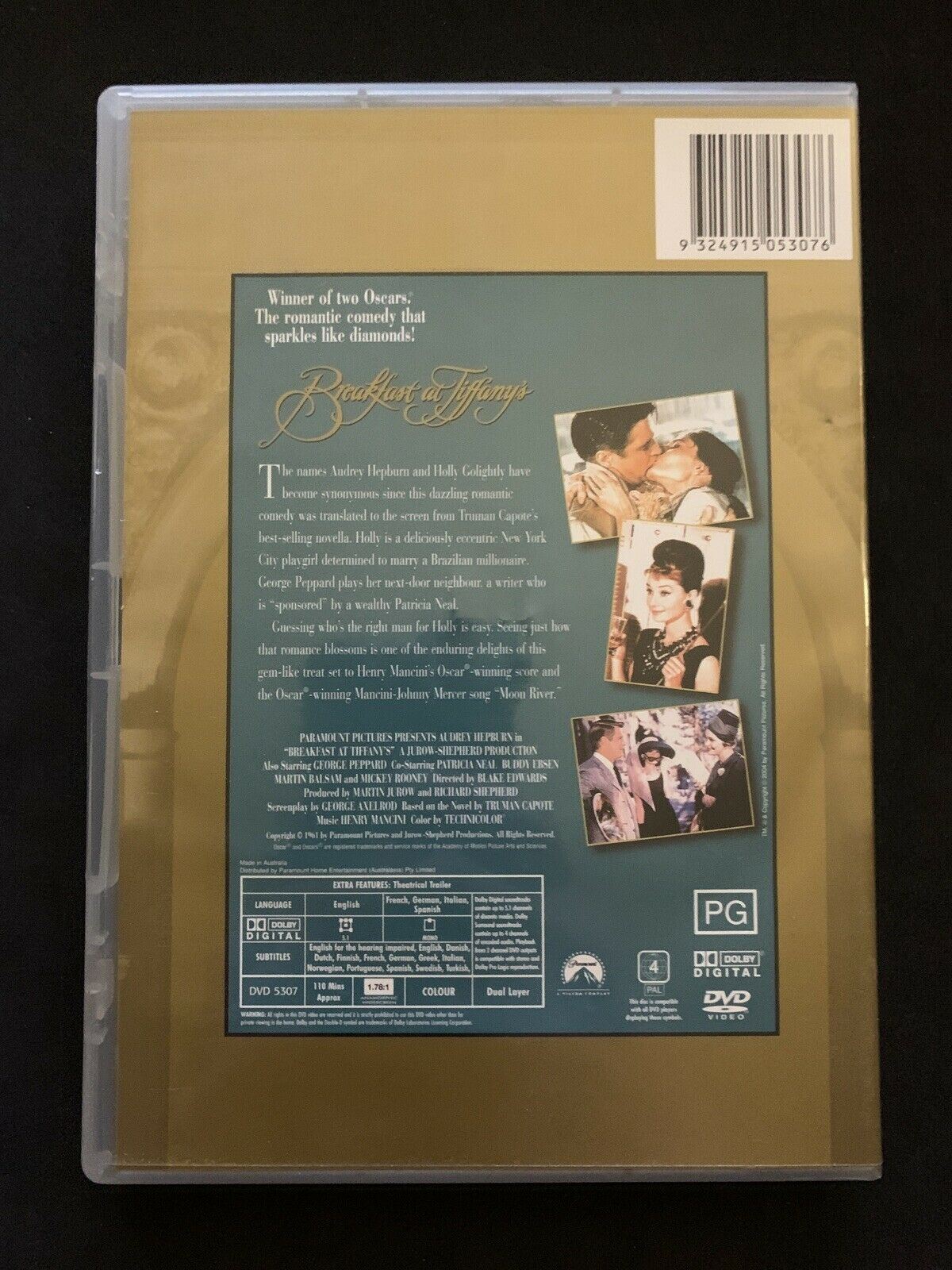 Breakfast At Tiffany's (DVD, 1961) Audrey Hepburn, George Peppard - Region 4