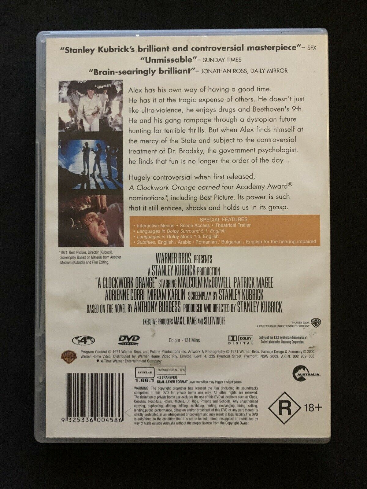 A Clockwork Orange (DVD, 1971) Stanley Kubrick Region 4