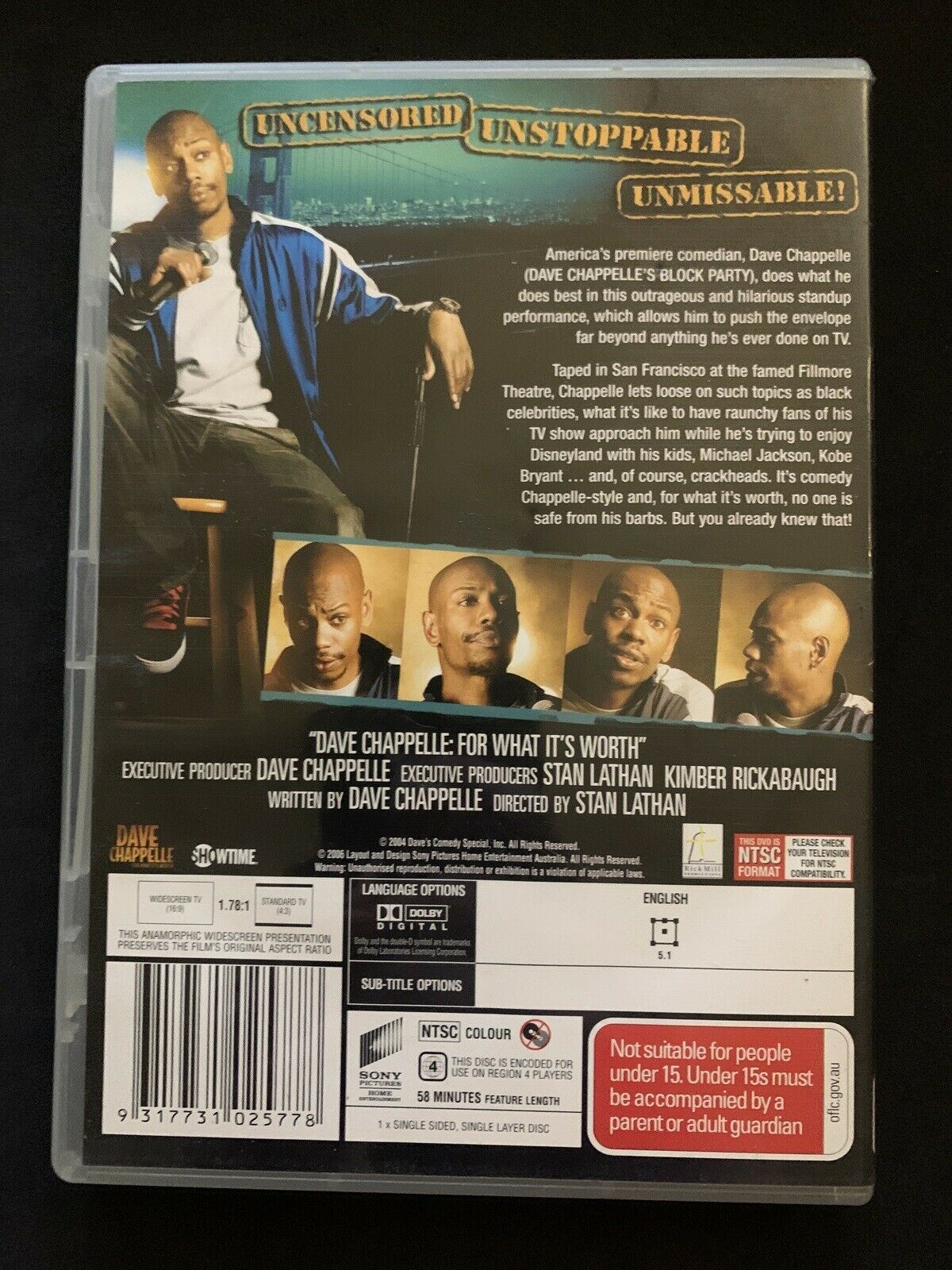 Dave Chappelle - For What It's Worth (DVD, 2004) Region 4
