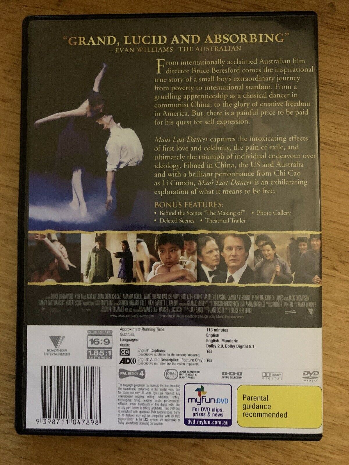 Mao's Last Dancer (DVD, 2009) Chi Cao, Bruce Greenwood, Kyle MacLachlan Region 4