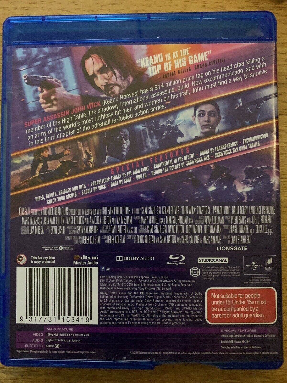 John Wick Trilogy 1,2,3 (Blu-Ray) Keanu Reeves - Region B