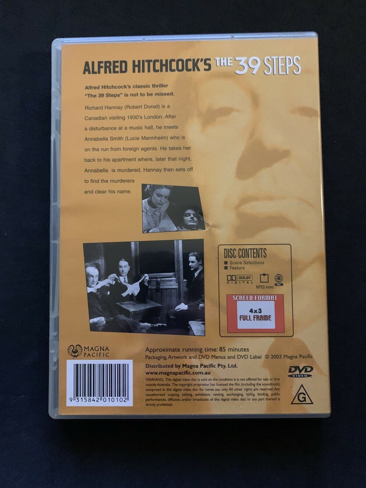 The 39 Steps (DVD, 1935) Alfred Hitchcock Film - Robert Donat - Region 4