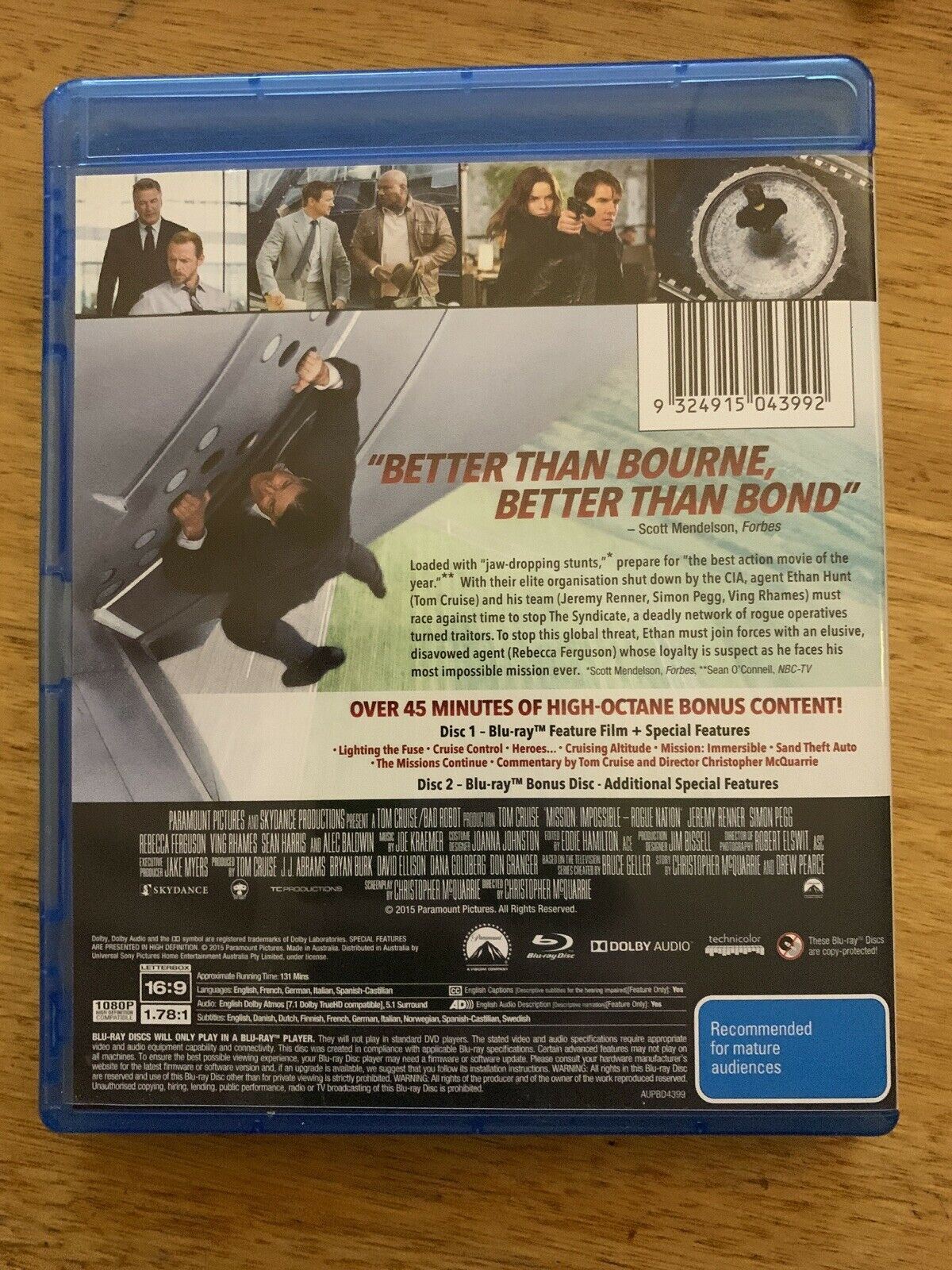 3x Mission Impossible Movies Bluray - Rogue Nation, Ghost Protocol, Fallout