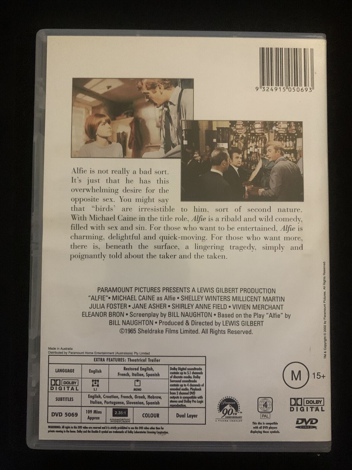 Alfie (DVD, 1965) Michael Caine. Region 4