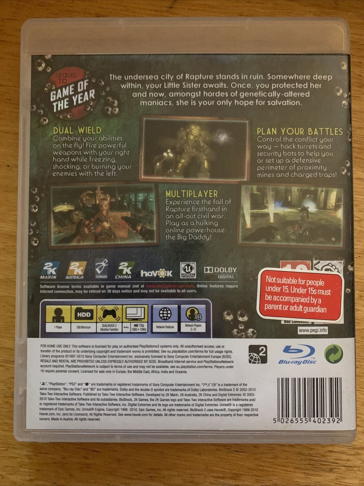 Bioshock 2 Playstation 3 PS3 with Manual