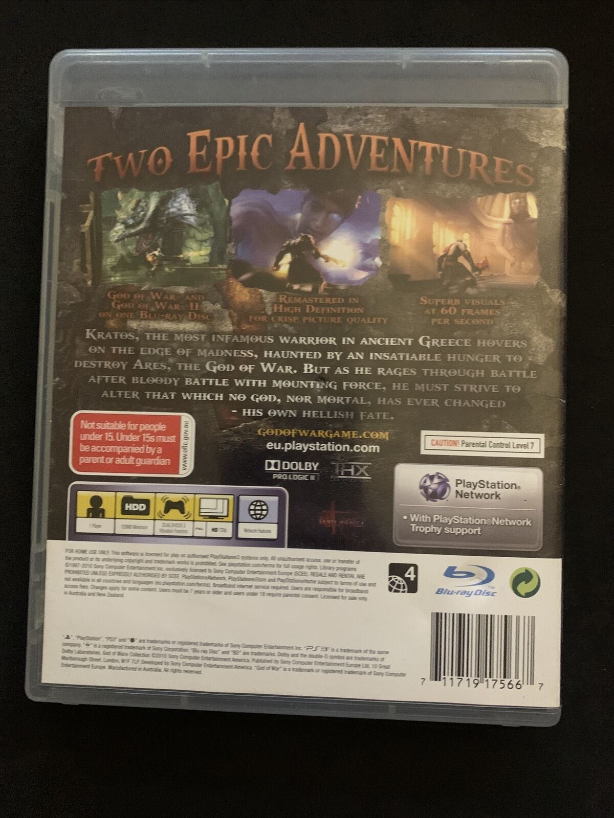 God Of War Collection : God of War 1 & 2 HD Remastered PS3 with Manual