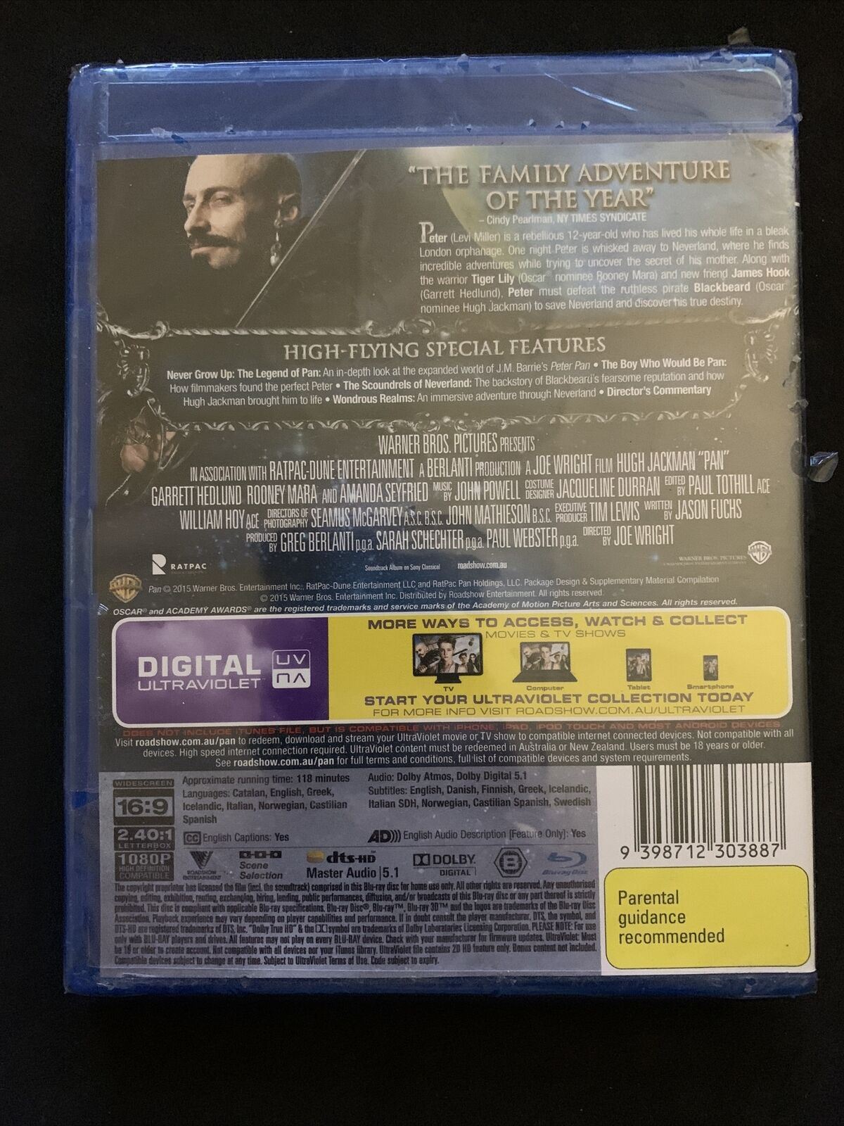 *New Sealed* Pan (Blu-ray, 2015) Hugh Jackman, Garrett Hedlund. Region B