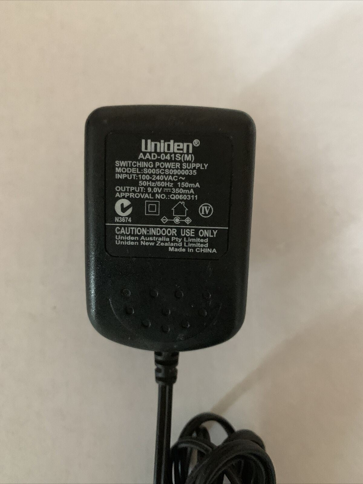 Genuine Uniden AAD-041S(M) Switching Power Supply 9V 150mA WDECT 2315, 2355