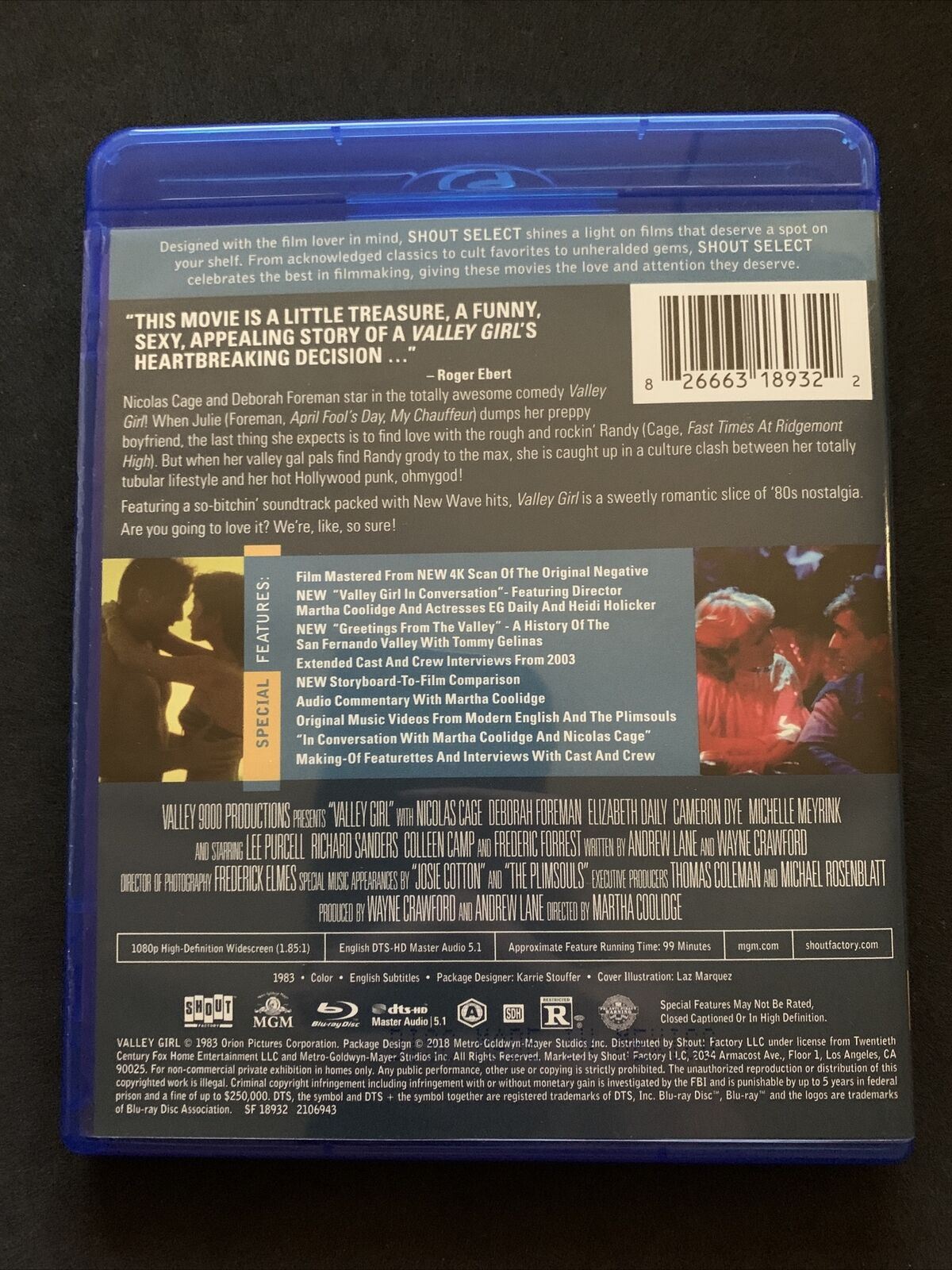 Valley Girl - Collector's Edition (Blu-ray, 1983) Nicolas Cage. Region A