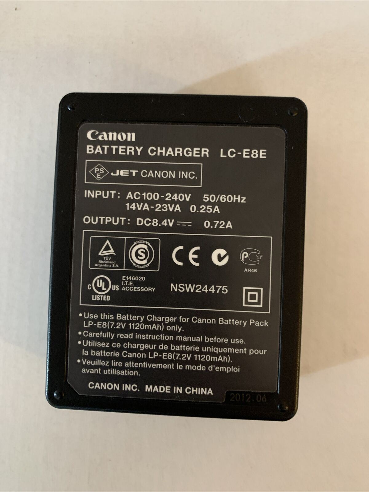 Genuine Canon Battery Charger LC-E8E for EOS 550D, 600D, 650D & 700D