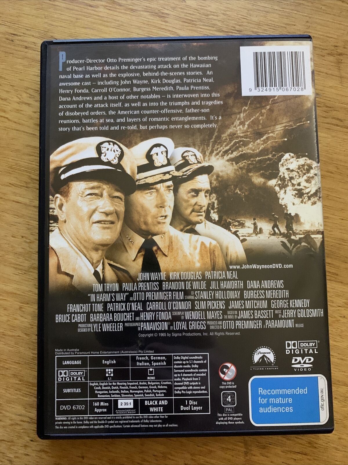 In Harm's Way (DVD, 1965) John Wayne, Kirk Douglas, Patricia Neal
