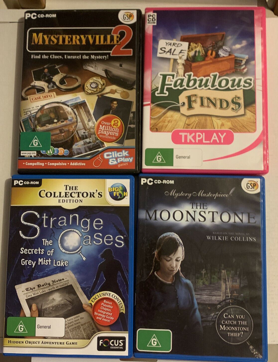 4x Hidden Object Game PC: Mysteryville 2, Fabulous Finds, The Moonston –  Retro Unit