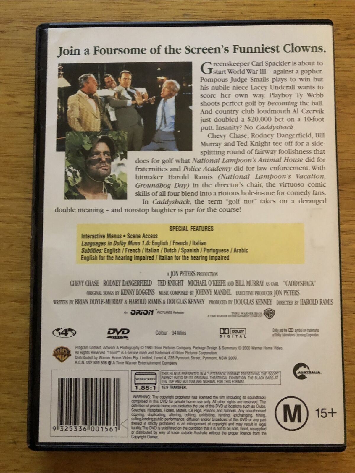 Caddyshack (DVD, 1980) Chevy Chase, Rodney Dangerfield, Bill Murray. Region 4