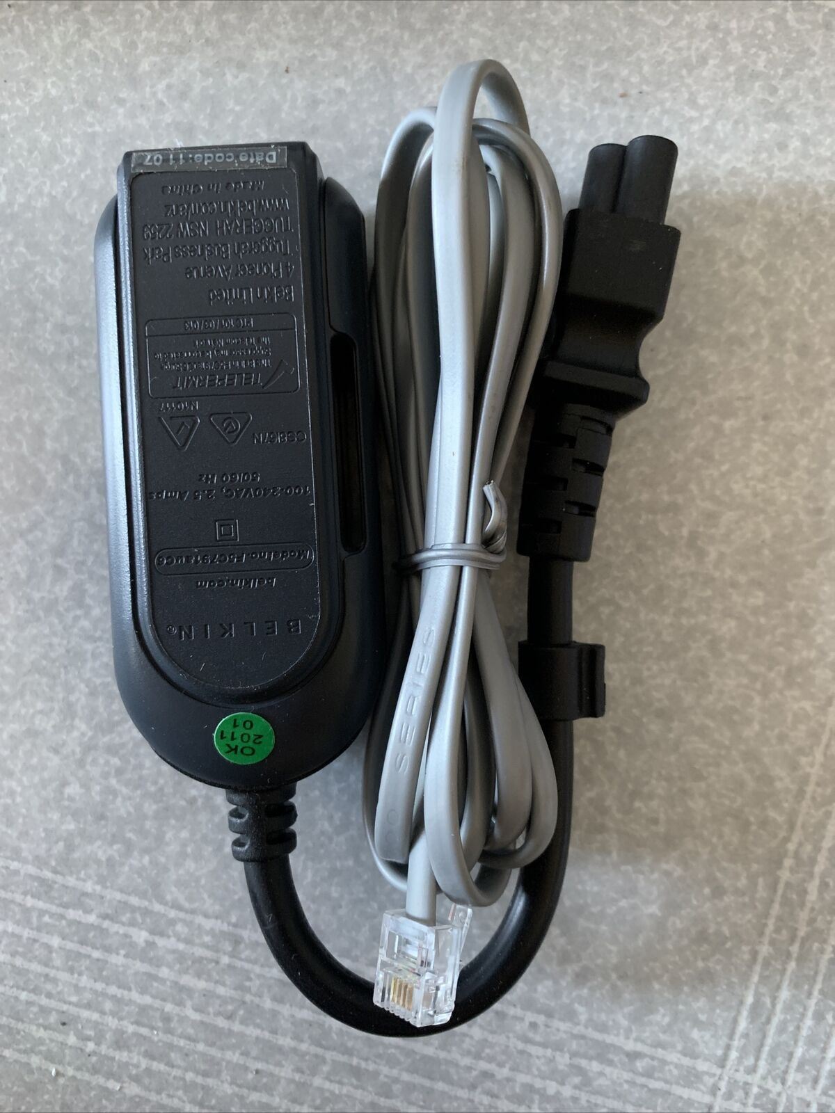 Belkin Notebook Travel Surge Protector - 3 Prong C6 Phone Modem 100v-240v F5C791