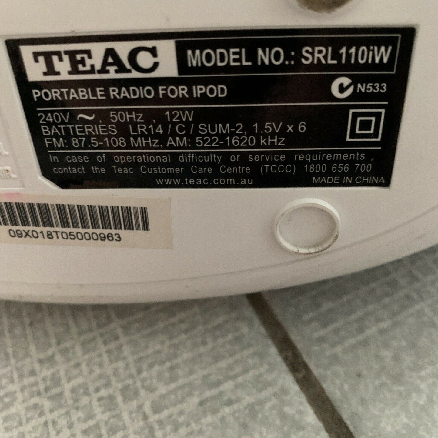 Teac SRL110iW Portable AM/FM Radio, iPod dock Speaker System