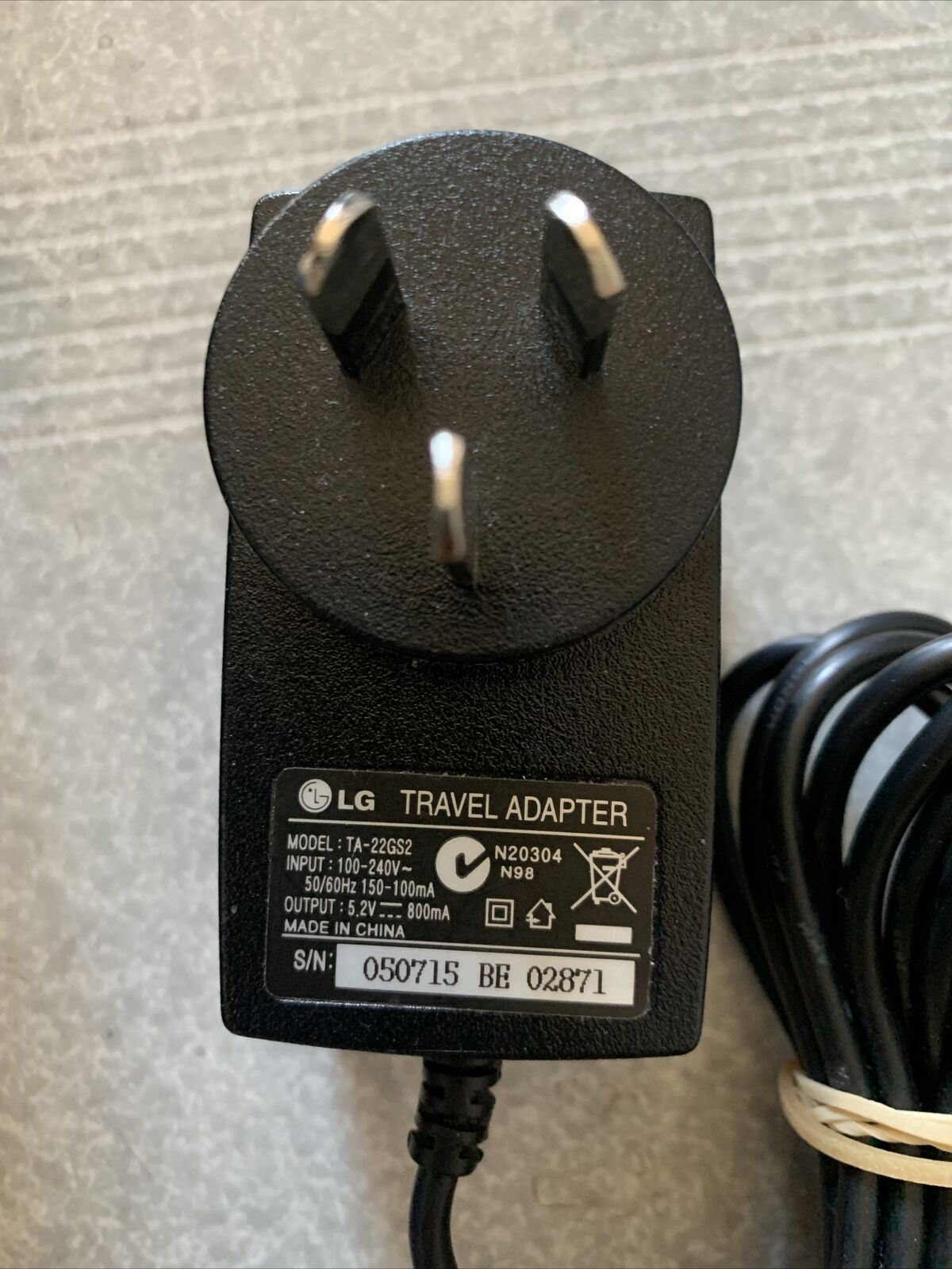 Genuine LG TA-22GS2D Mobile Phone Travel Adapter AC Wall Charger 5.2V