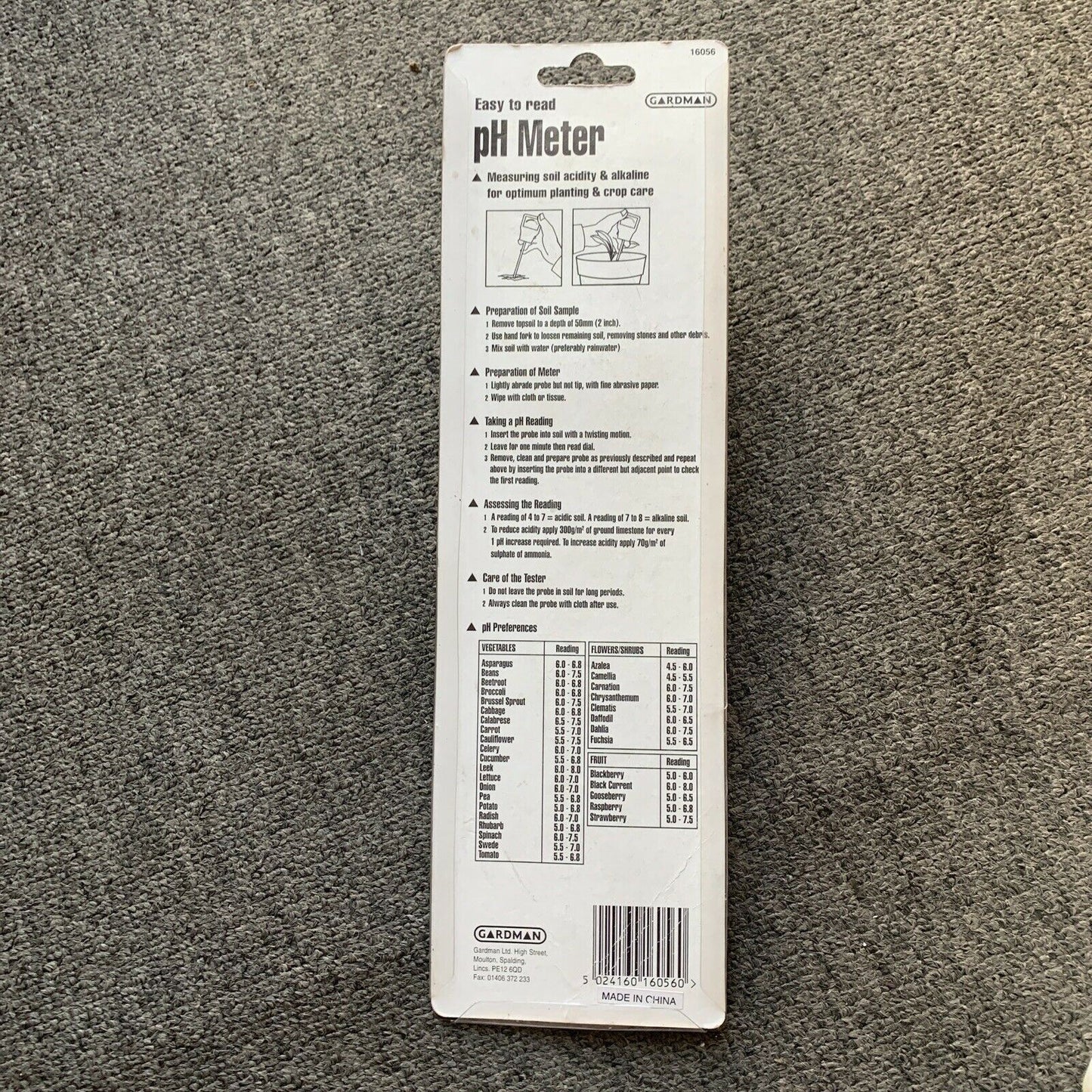 Gardman Soil pH Meter Probe - Instantly Test Soil Alkalinity or Acidity of Soil