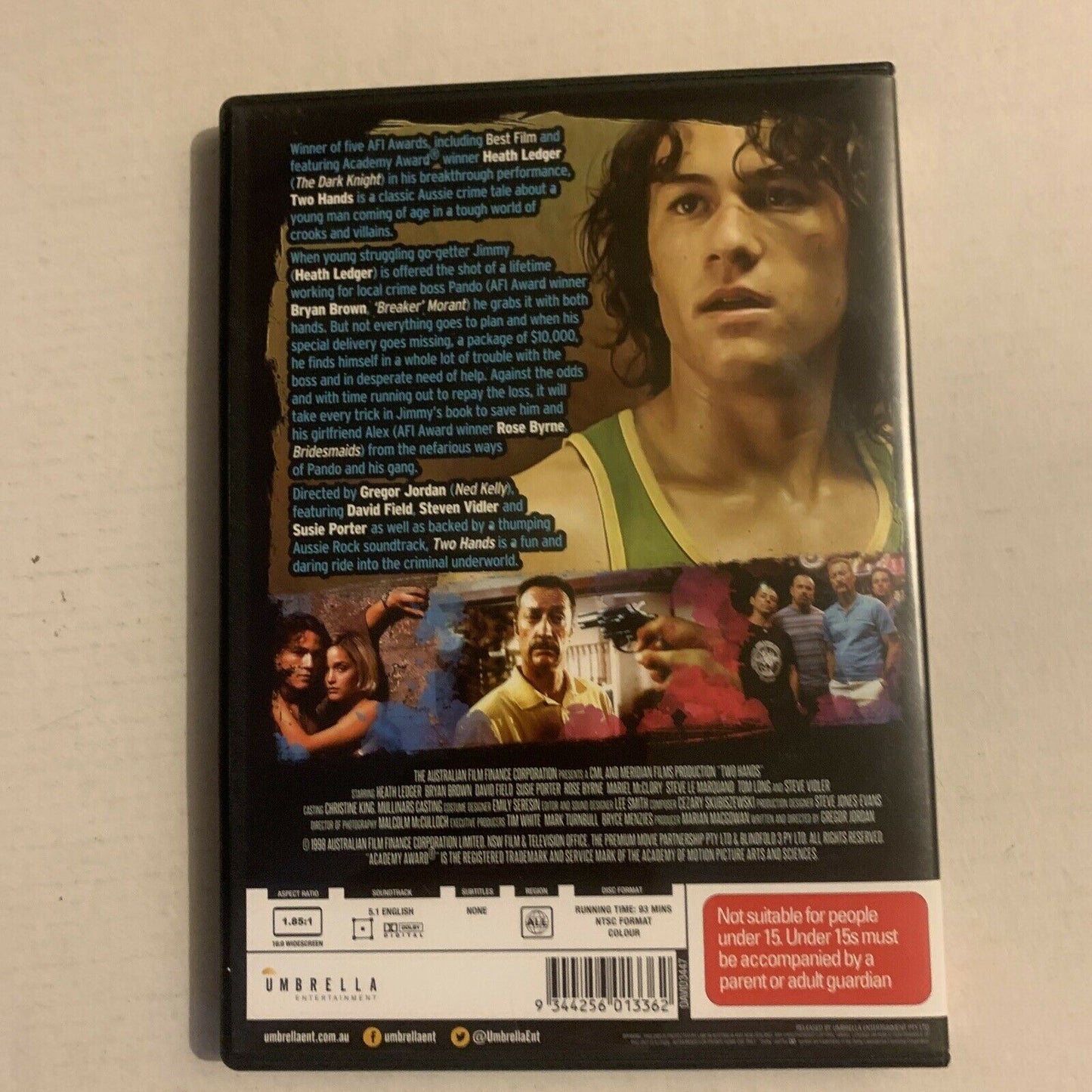 Two Hands (DVD, 1999) Heath Ledger, Bryan Brown, Rose Byrne. All Regions