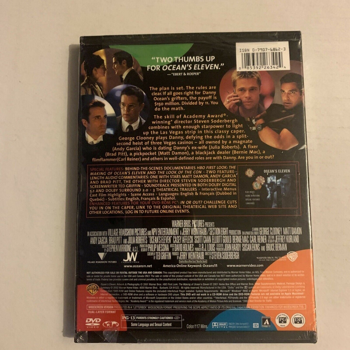 *New Sealed* Ocean's Eleven (DVD, 2001) George Clooney, Brad Pitt. Region 1