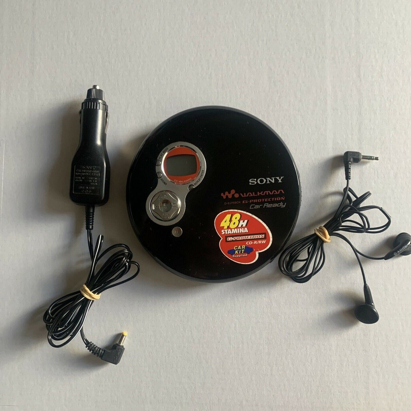 Sony Walkman D-EJ758CK CD Player With Car Charger & Earphones