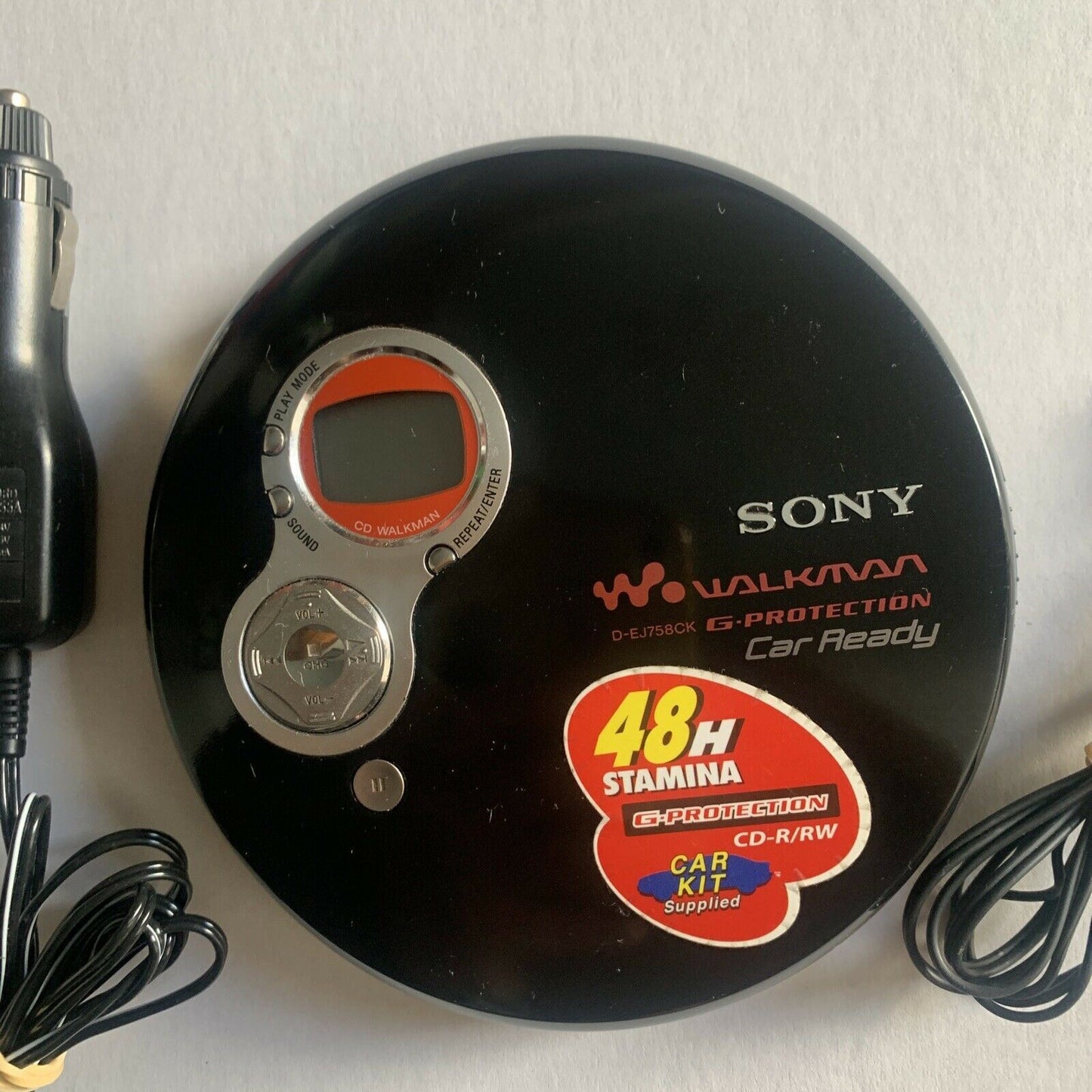 Sony Walkman D-EJ758CK CD Player With Car Charger & Earphones