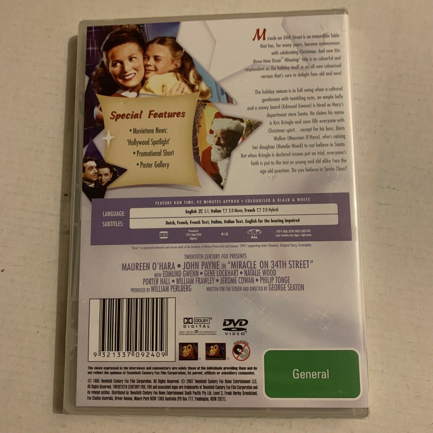 *New Sealed* Miracle on 34th Street (DVD, 1946) Maureen O'Hara Region 4