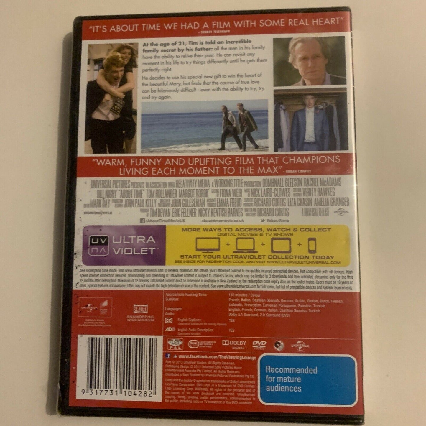 *New Sealed* About Time (DVD, 2013) Rachel McAdams, Bill Nighy Region 4&2