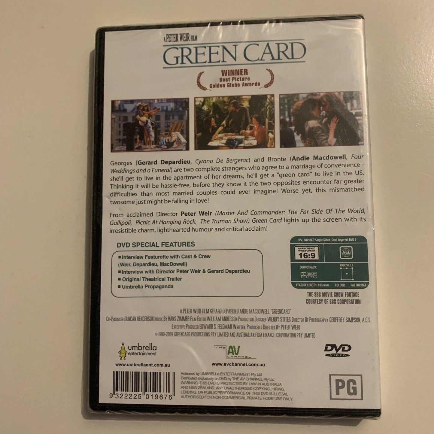 *New Sealed* Green Card (DVD, 1990) Andie MacDowell, Gerard Depardieu All Region