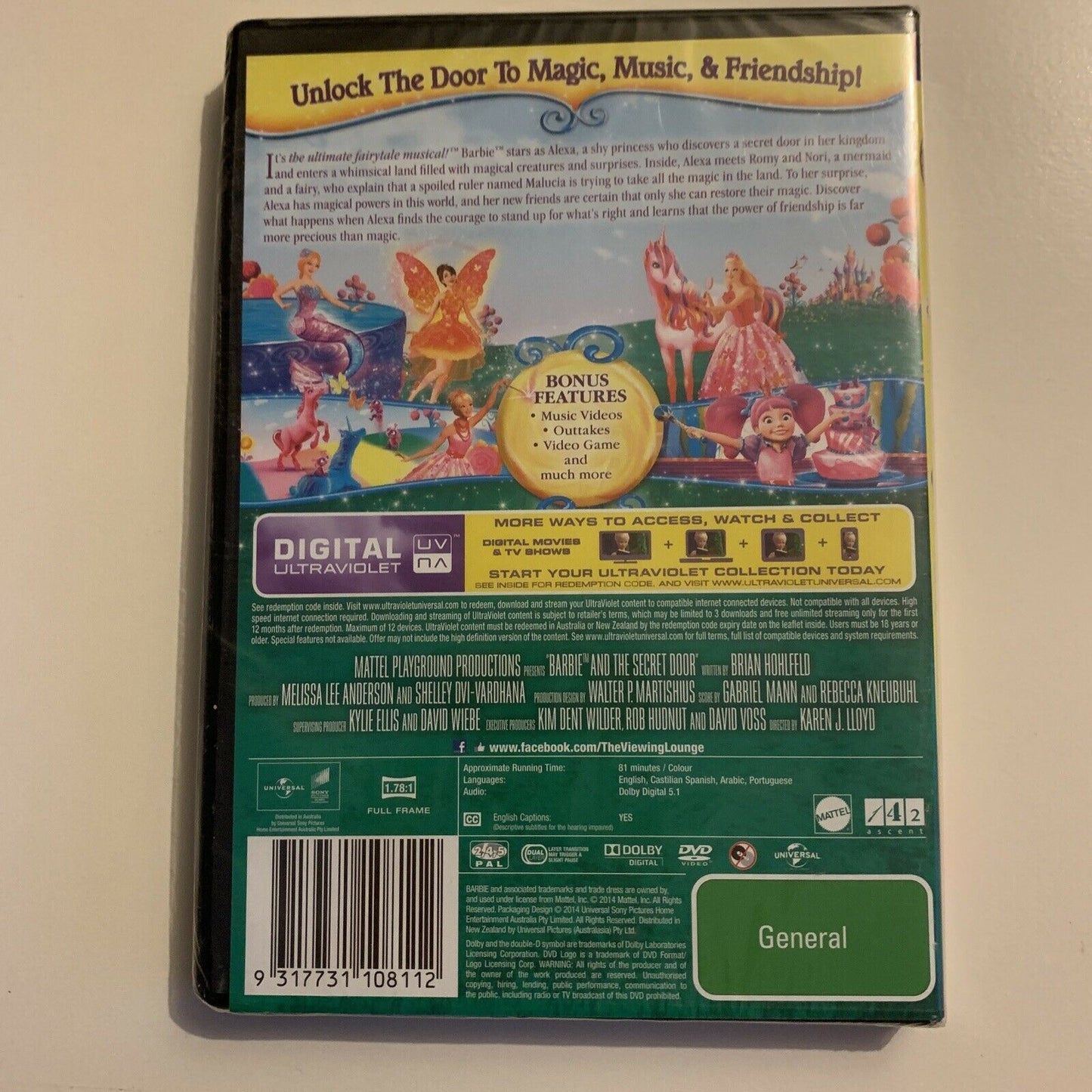 *New Sealed* Barbie And The Secret Door (DVD, 2018) Region 4&2