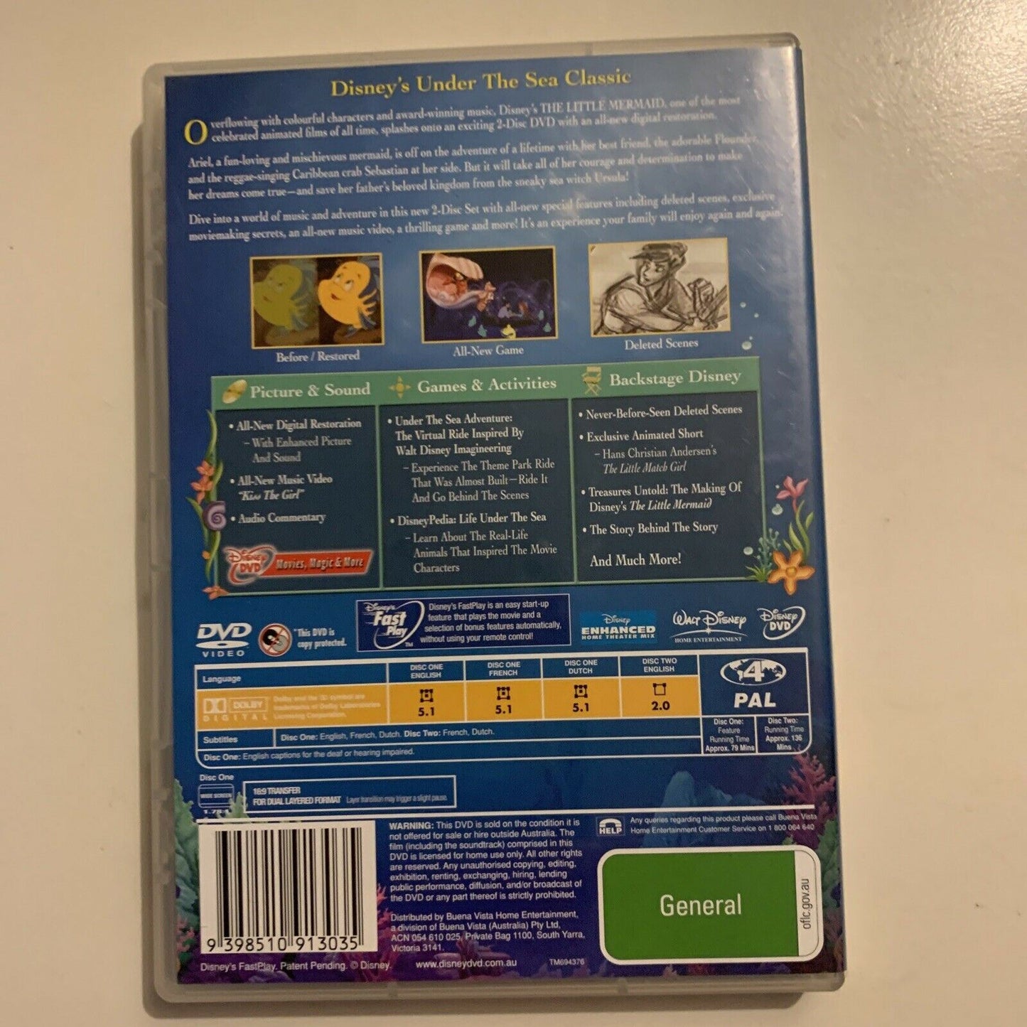 The Little Mermaid - Special Edition (DVD, 1990, 2-Disc Set) Region 4&2