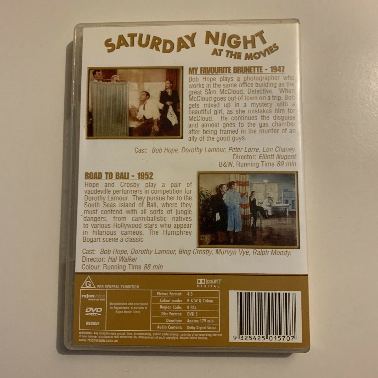 Bob Hope: My Favourite Brunette / Road To Bali (DVD, 1952) All Regions