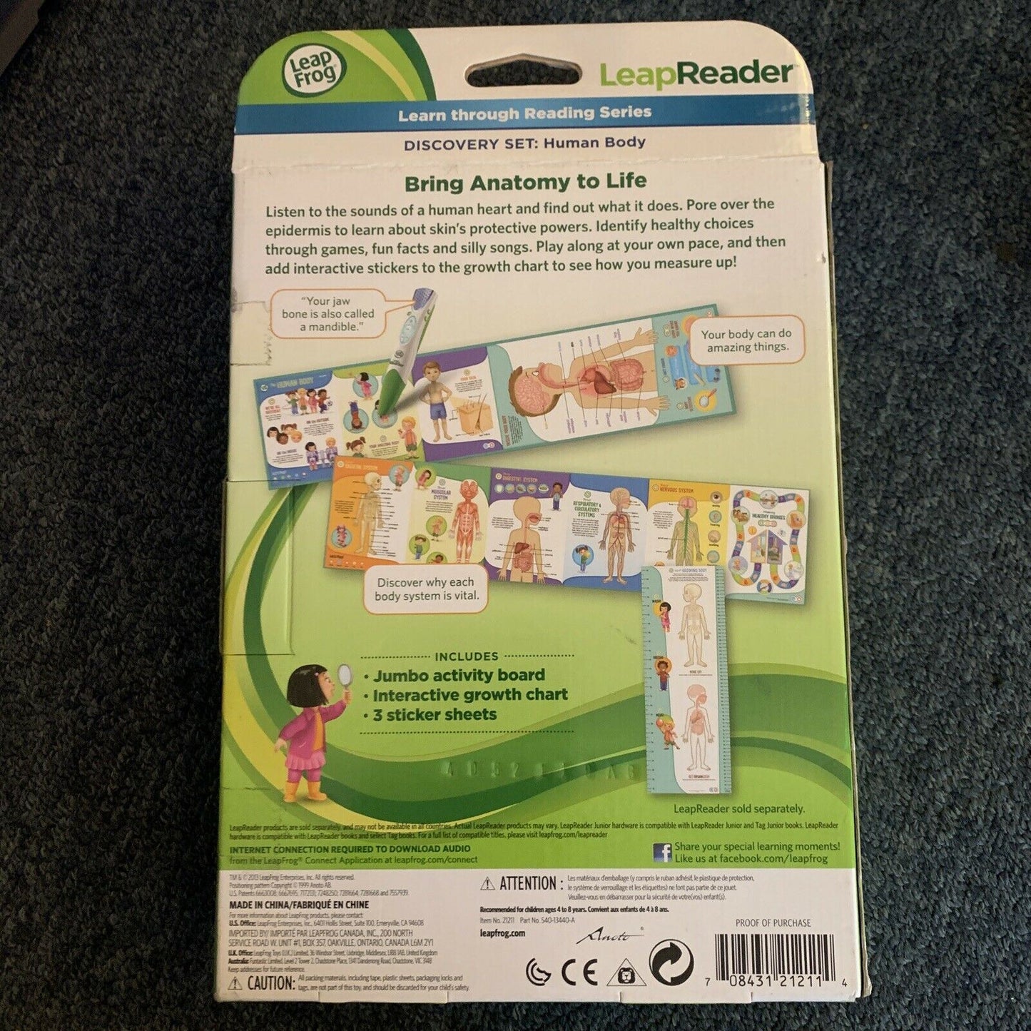 *New* LeapFrog LeapReader Interactive Human Body Science Discovery Set 4-8 Years