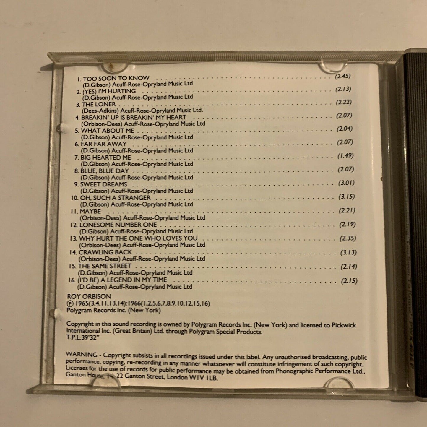 Roy Orbison - The Legend (CD, 1990)