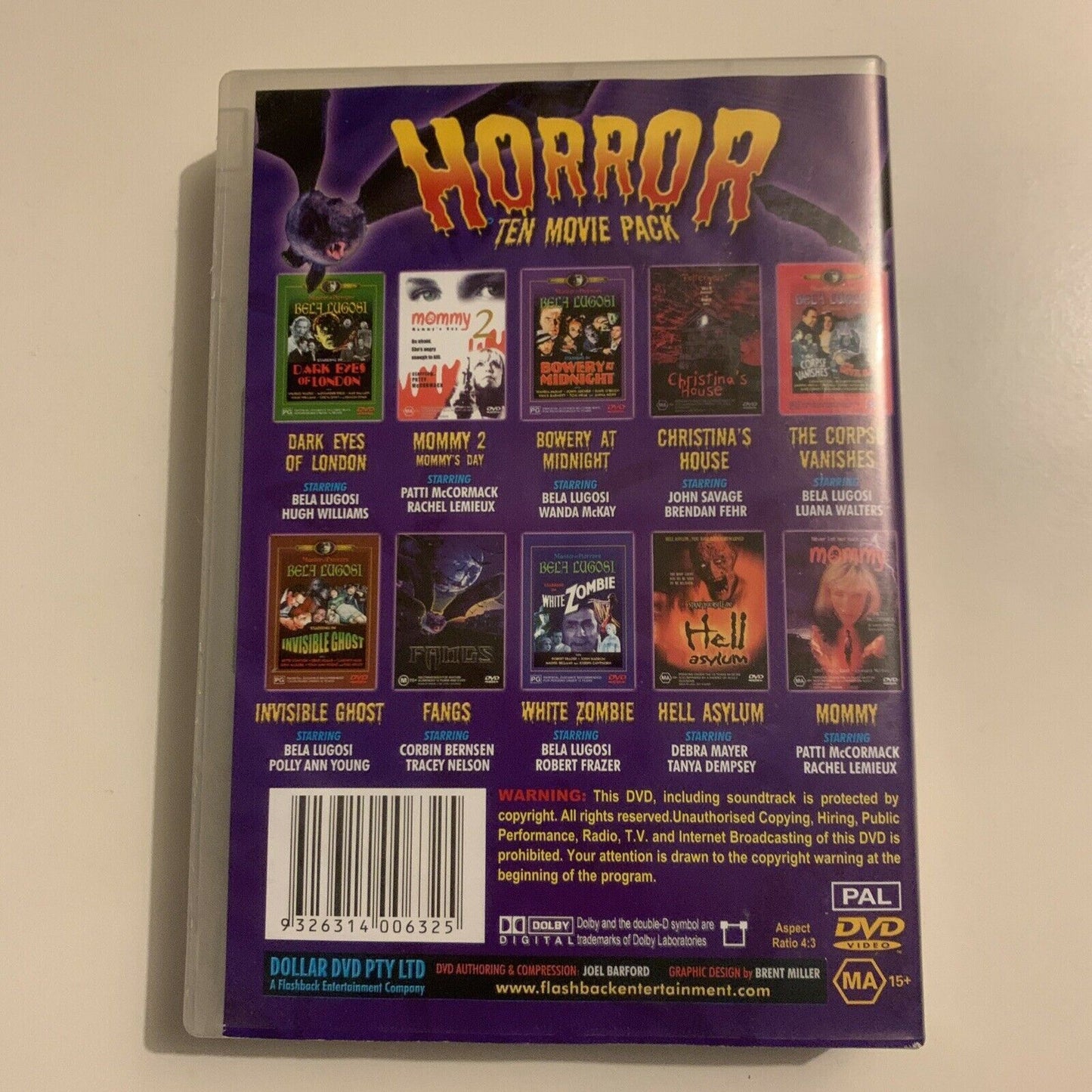 Classic Horror Ten Movie Pack DVDs ~ Bela Lugosi - All Regions
