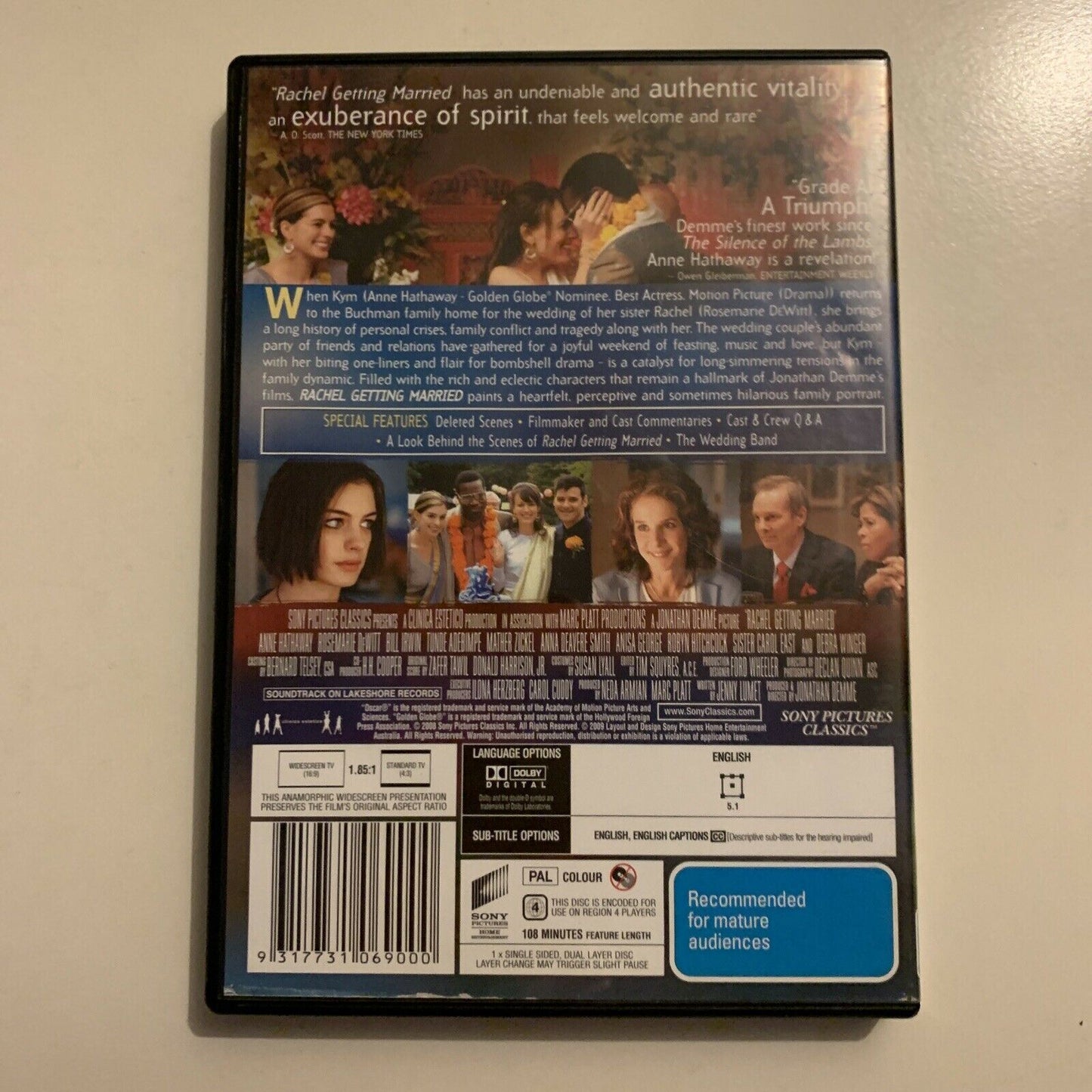 Rachel Getting Married (DVD, 2009) Anne Hathaway. Region 4&2