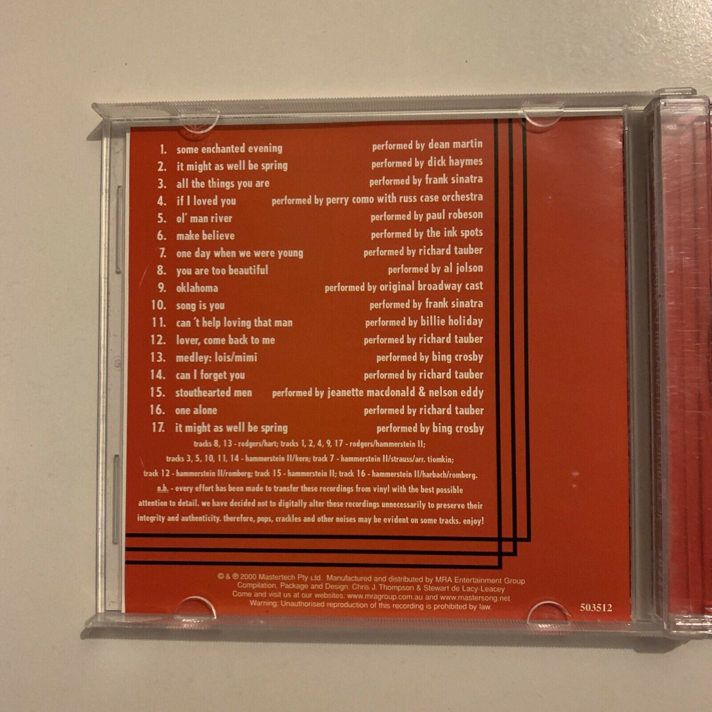 The Rodgers & Hammerstein Songbook - 17 Sentimental Standards (CD, 2000)