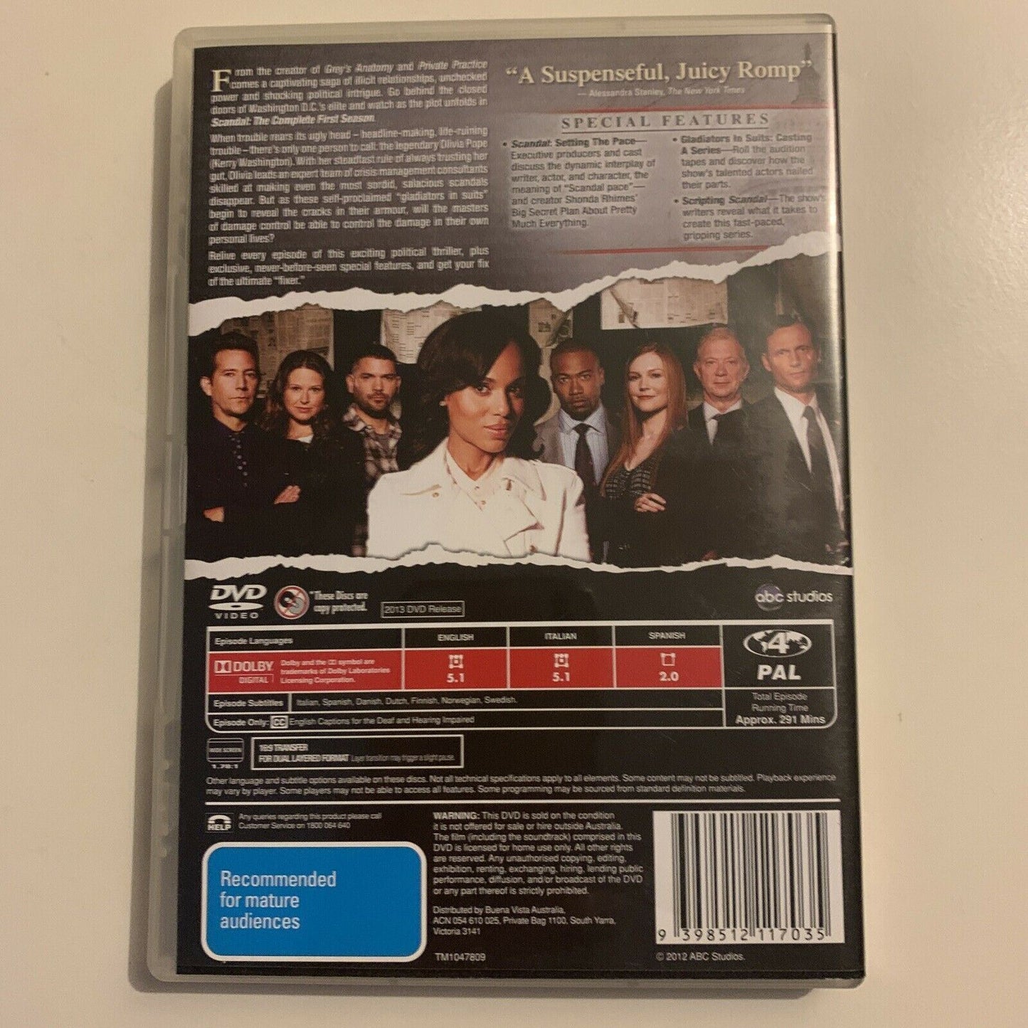 Scandal : Season 1 (DVD, 2013, 2-Disc) Region 4&2