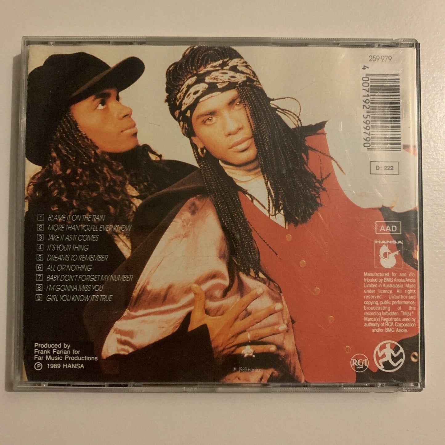 Milli Vanilli - All Or Nothing The US Remix Album (CD, 1989)