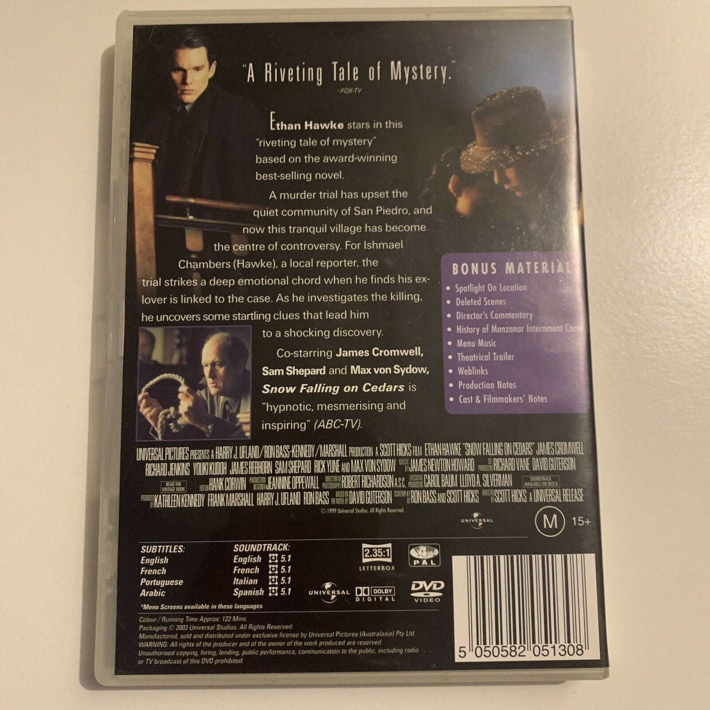 Snow Falling On Cedars (DVD, 1999) Ethan Hawke Region 4