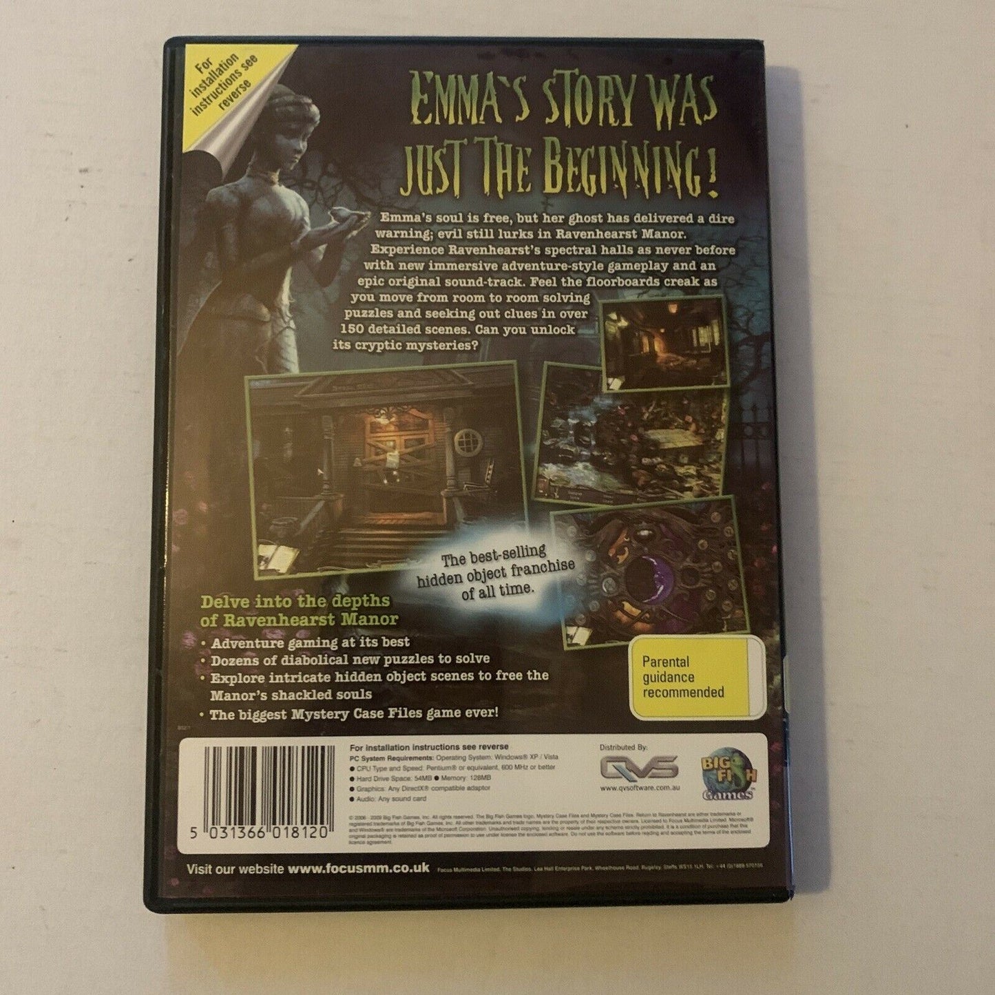 Return to Ravenhearst PC CD-ROM Hidden Object Game