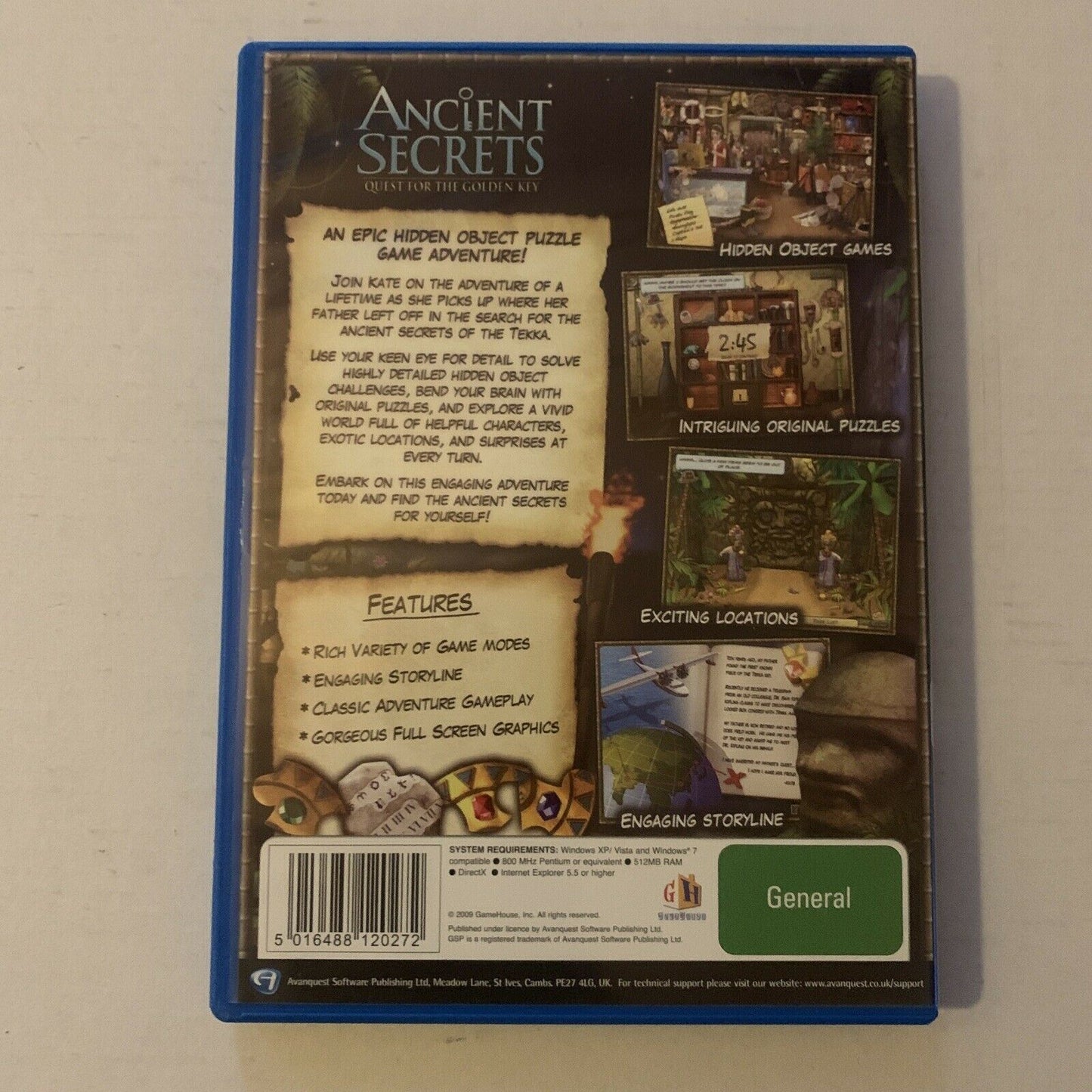 Ancient Secrets: Quest For The Gold Key CD Rom Hidden Object Game