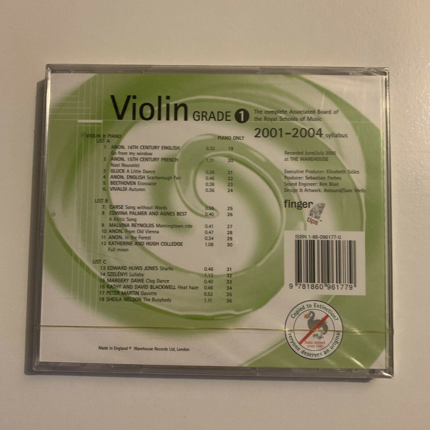 *New Sealed* Royal Schools Of Music: Violin Grade 1 & 2 2001-2004 Syllabus CD